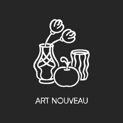 Art nouveau chalk white icon on black background