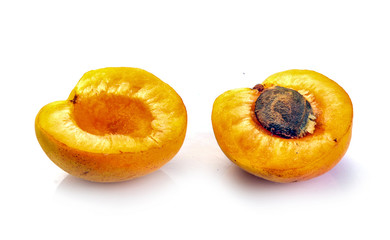 Isolated apricot. Fresh cut apricot fruits isolated