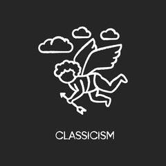 Classicism chalk white icon on black background