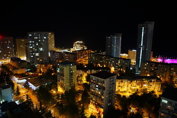 Obraz premium night view from the window of a high rise building on Batumi Georgia