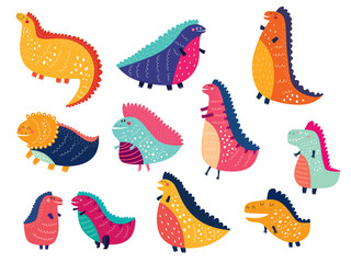 Vector Colorful collection of funny Dinosaurs 