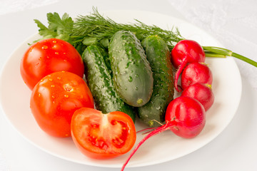 Green ripe vegetables on a white background