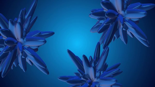 Animated 3d illustration of blue objects that randomly change shape. used as a background for the design