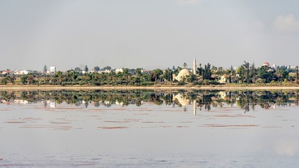 Beautiful view of salt lake district of Larnaca in Cyprus