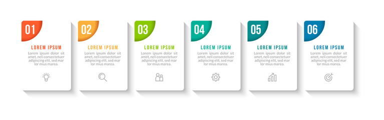 Minimal infographic template design with numbers 6 options or steps.