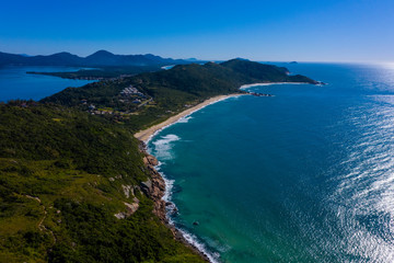 Aerial image of Mole beach in Florianopolis, Santa Catarina, Brazil