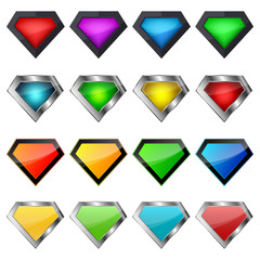 Set of 3D diamonds. Vector illustration.