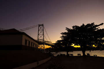 Obraz premium Cable-stayed bridge Hercilio Luz in Florianopolis, Santa Catarina, Brazil