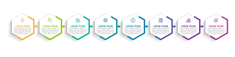 Fototapeta premium Minimal infographic template design with numbers 8 options or steps.