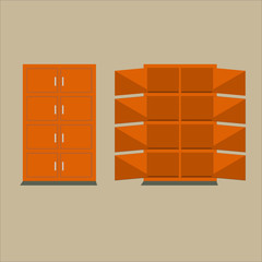 vector illustration of a wooden cabinet. Cabinets icon set