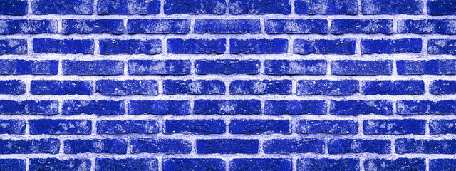Phantom blue rustic brick wall texture background banner panorama