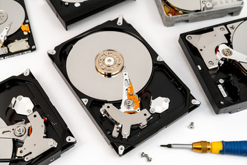 Computer hard drive. Repair of electronic devices. Data storage.