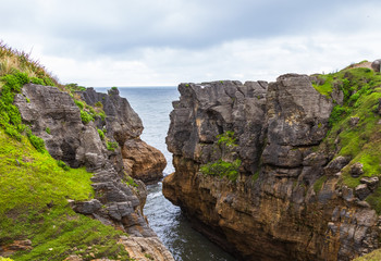 On the Tasman Sea View. Pancake Rocks. Paparoa national park, South Island, New Zealand