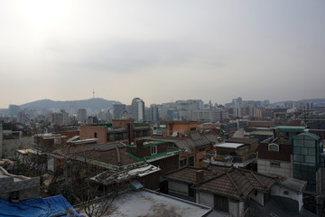Fototapeta na wymiar aerial view of the city of seoul 