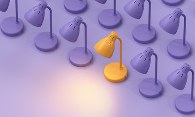 yellow table lamp turn on lighting outstanding minimal background 3d render