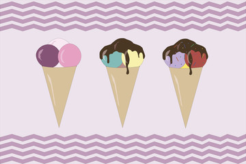 balls of ice cream in a cone