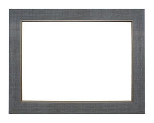 Grey frame with gold border and patterns for photos, text, images or paintings isolated on a white background.