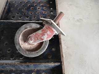 Steel wheels of steel truss in construction work