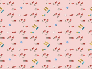  medicine and  pills on a seamless spring pattern.