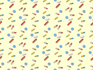 Spring. Colors.  pills.  capsules. Pattern without seams
