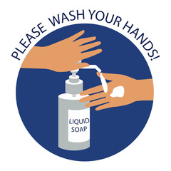 Vector illustration wash your hands. Can be used as print, packaging design, poster, web or magazine illustration.