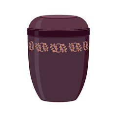 Urn for ashes. Symbols for the funeral service. Vector illustration.