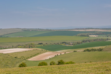 Fototapeta premium A patchwork landscape in the South Downs in Sussex