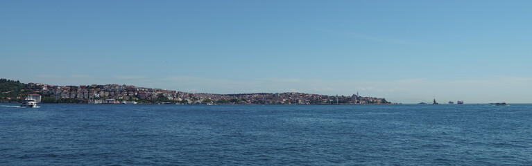 Fototapeta na wymiar Panoramic view of the Asian part of Istanbul from the sea.