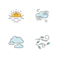 Morning weather RGB color icons set