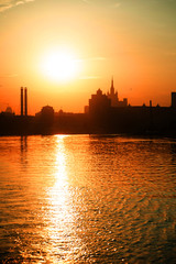 view of the Moscow river early in the morning
