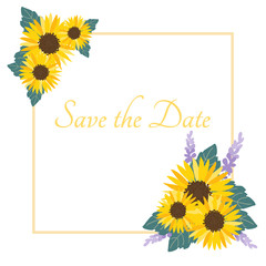 Sunflowers illustration for invitation card.