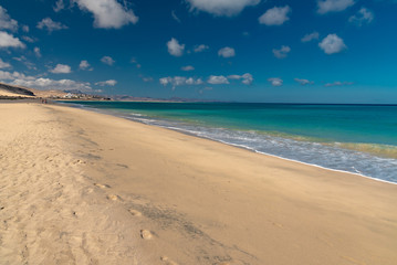 Fototapeta na wymiar panorama island Fuerteventura south area of calm coast