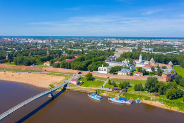 Fototapeta na wymiar aerial view of Novgorod Kremlin Russia