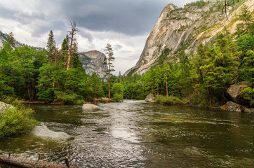Merced River along the Mirror Lake Trail in  Yosemite National Park