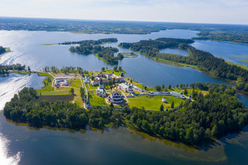 aerial view of Valday Iversky Orthodox monastery in russia