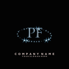 Initial Letter PF Logo With circle Template Vector