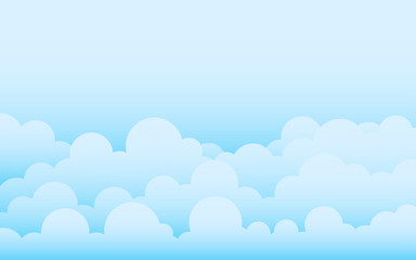 Clouds paper cut background on top blue sky landscape flat cartoon design vector
