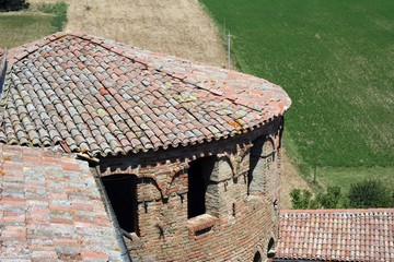 A detail of Dozza Castle, Italy