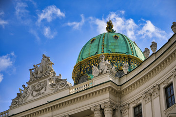 Fototapeta na wymiar Vienna, Austria - May 19, 2019 - The Hofburg Palace is a complex of palaces from the Habsburg dynasty located in Vienna, Austria.