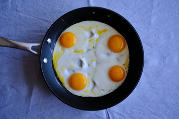 Sunny Side Up Eggs in a Pan