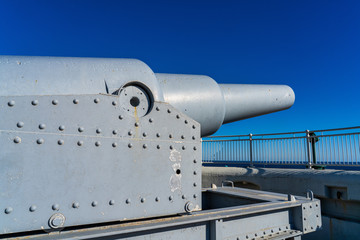Gun in Gibraltar. Rule Britannia. Cannon installed at Europa Point on Gibraltar