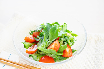 アイスプラントとトマトのサラダ