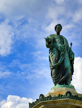 Vienna, Austria - May 19, 2019 - The statue of Emperor Franz I, designed by Pompeo Marchesi in 1846, located in the Hofburg Palace in Vienna, Austria.