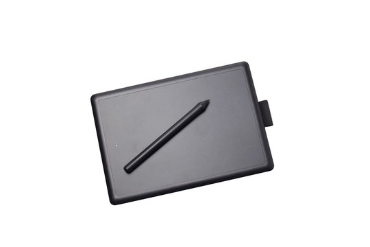 Graphic tablet with a pen, for drawing. Isolate on a white background