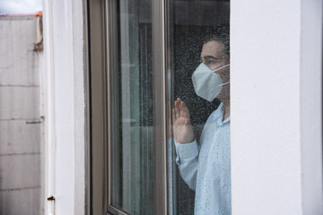 Man in quarantine for coronavirus.