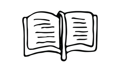 Isolated book on white background. Doodle vector illustration. Knowledge Day.	
