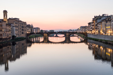 Fototapeta na wymiar Arno river at the sunset