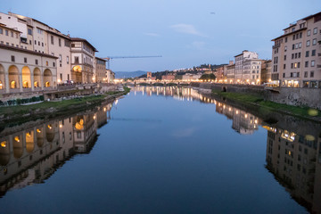 Arno River illuminated at night
