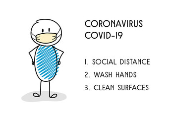 Prevention tips for coronavirus epidemic. Vector