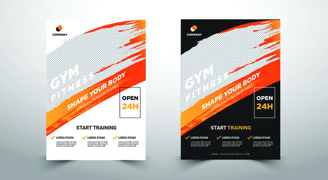 GYM / Fitness Flyer template with grunge shapes. vector